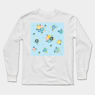 Romantic flowers in light blue background Long Sleeve T-Shirt